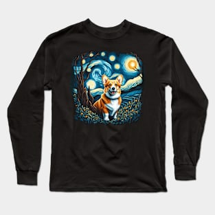 Corgi starry night Long Sleeve T-Shirt